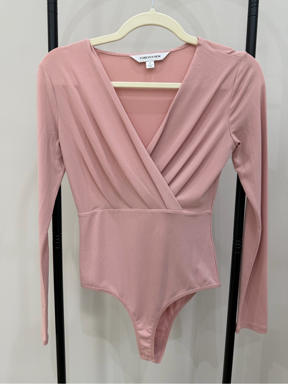 Forever New Blush Pink Long Sleeve Wrap Bodysuit